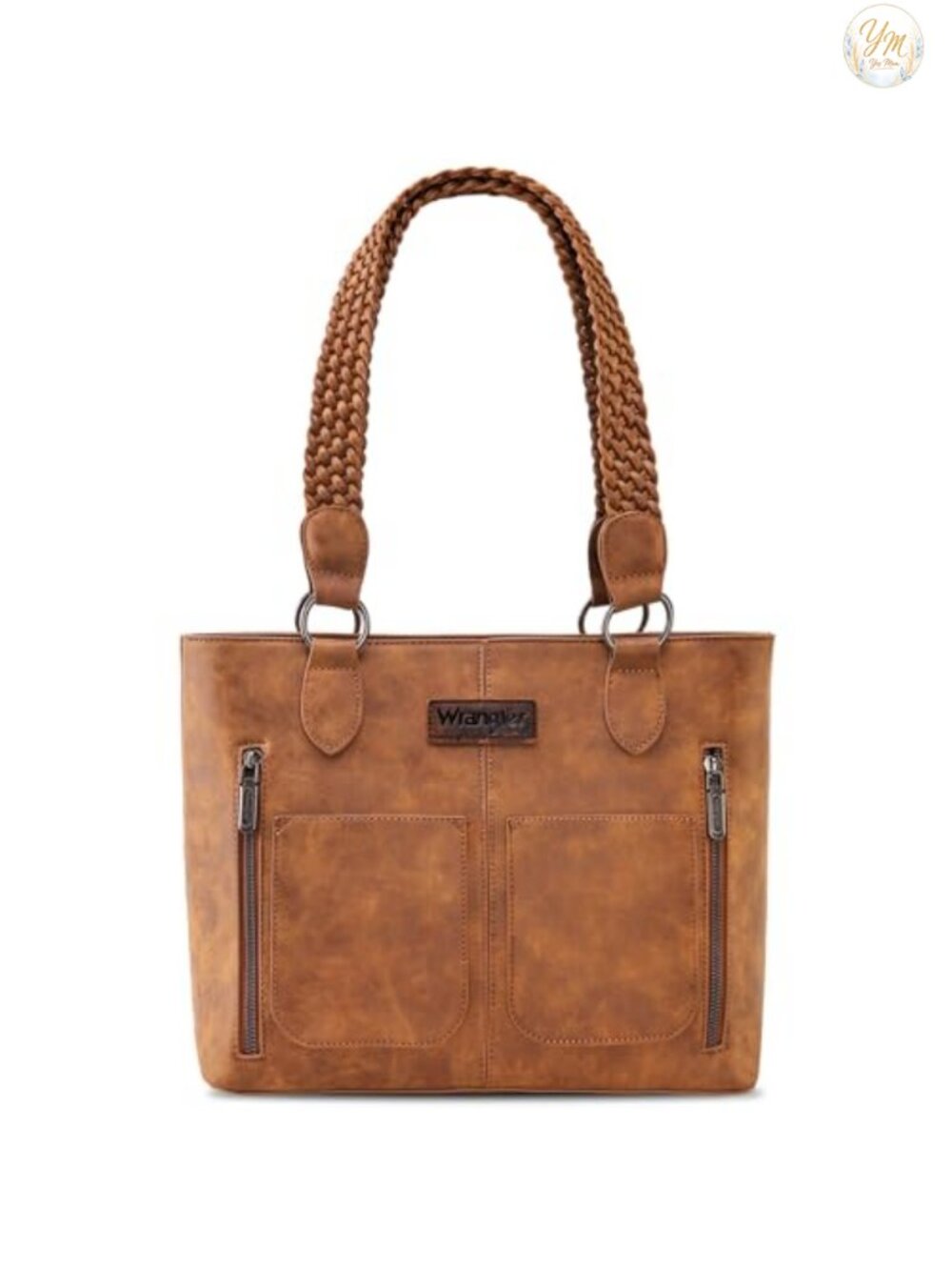 Distressed Faux Leather Tote Bag with Braided Straps